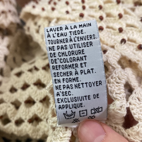 Marisa Christina linen blend beaded open knit crochet cardigan size XL - Picture 12 of 12